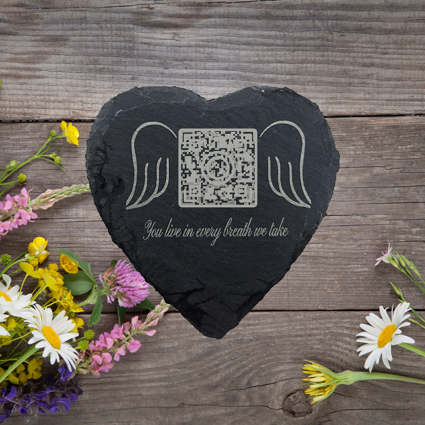 Memorial Slate Stone - Linked to The Digital Profile (TributePath), Memorial Plaque Sympathy Gifts for Loss of Loved One, Memorial Gifts for Loss of Father, Mother, Brother Garden Slate Stone